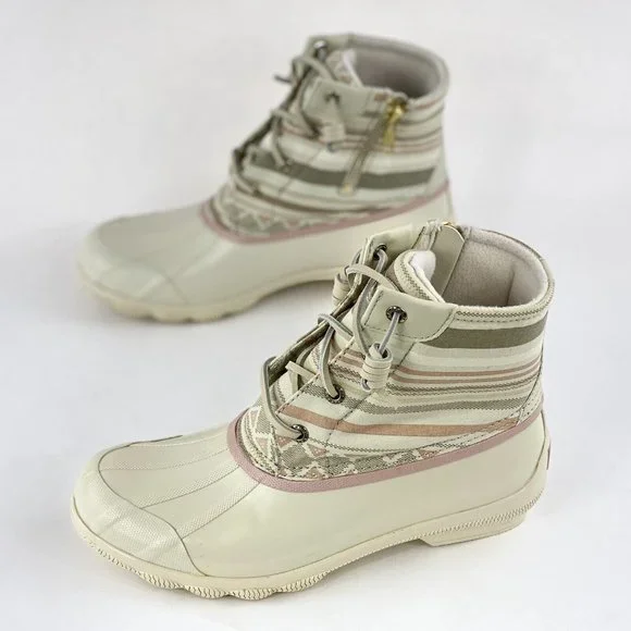Sperry Top Sider Women's Duck Boots Tan Pink Pattern Syren Gulf Playa STS87057 - Picture 2 of 11